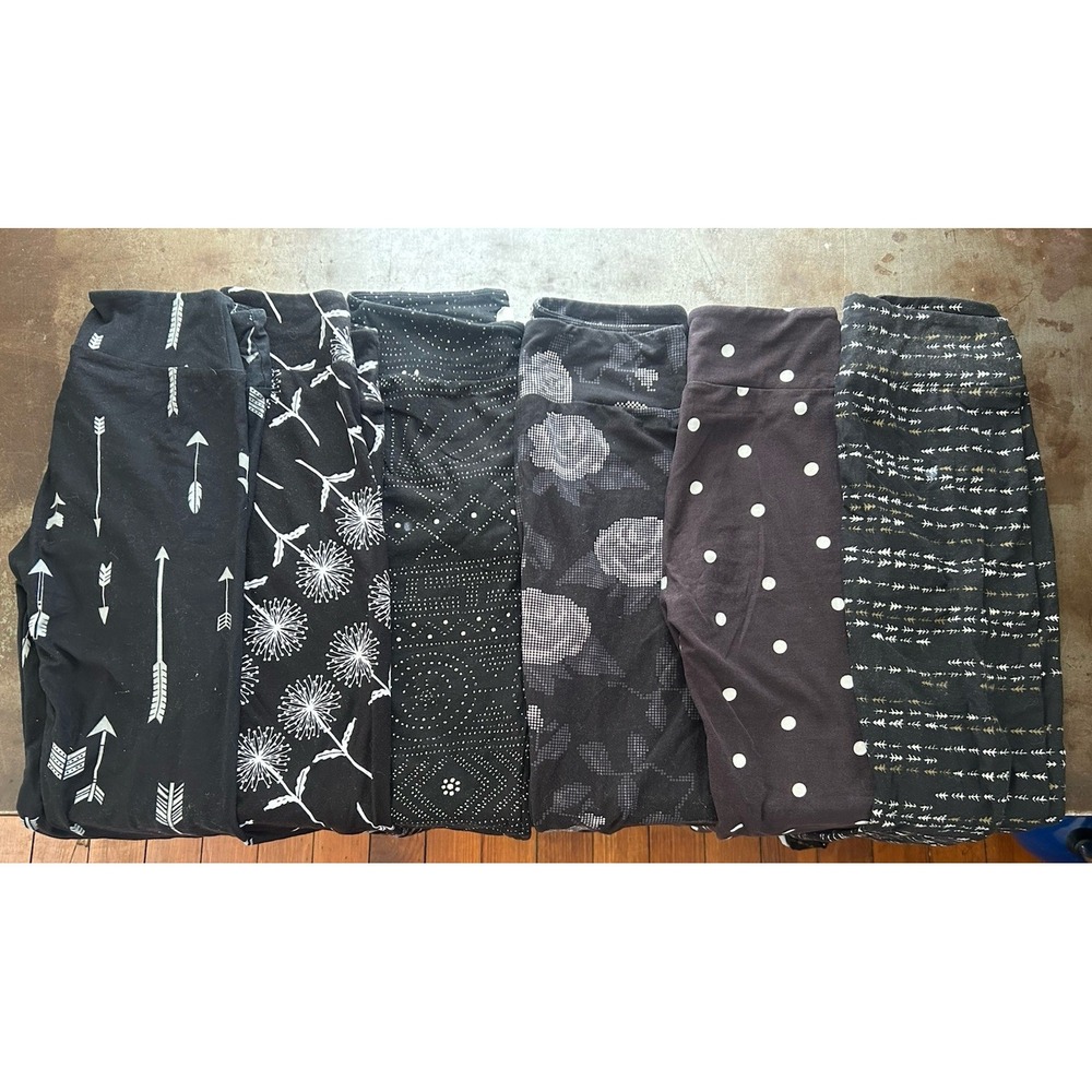 LuLaRoe Leggings One Size Lot (6) Floral Geometric Arrow Comfort Stretch Bundle